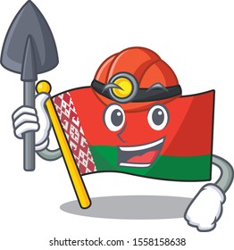 flag belarus isolated with the miner cartoon