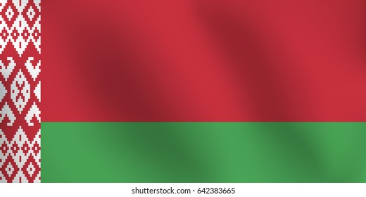 Flag of Belarus with a little Waving, Shading & Flag Colors separated layers - Vector Illustration