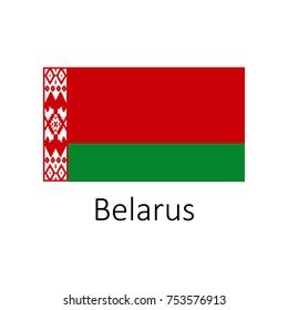 Flag of Belarus with name icon. Official colors and proportion correctly. National Belarus Flag vector. Belarus Flag vector illustration. National Belarus Flag vector on white background