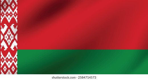 Flag of Belarus. Belarus flag official colors and proportion digital vector illustration. Waving flag.