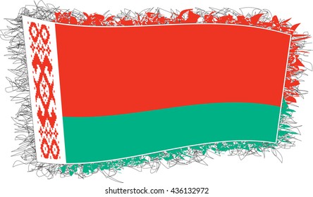 Flag of Belarus (officially the Republic of Belarus). Vector illustration of a stylized flag. Shaggy edge.