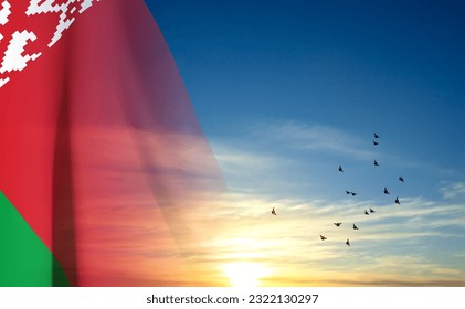 Flag of Belarus on background of sky. EPS10 vector