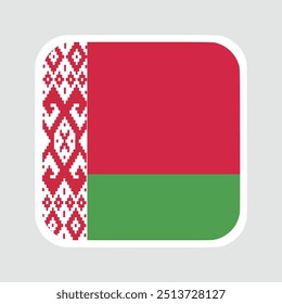The flag of Belarus is set in a rounded square. Flag icon. Standard color. Computer illustration. Digital illustration. Vector illustration.	