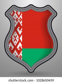 Flag of Belarus. Vector Badge and Icon with Central Glossy National Symbol