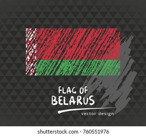 Flag of Belarus, vector chalk illustration on black background