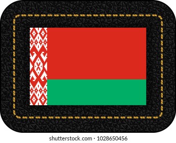Flag of Belarus. Vector Icon on Black Leather Backdrop