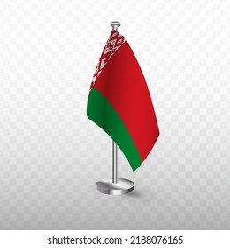Flag of Belarus . Vector illustration of a flag with flagpole on a transparent background (PNG).