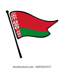 Bandeira da Bielorrússia. Bielorrússia bandeira vetor ilustração ícone design no estilo desenhado à mão. Bandeira de mastro flutuante.