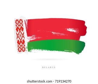 Flag of Belarus. Vector illustration on white background. Beautiful brush strokes. Abstract concept. Elements for design.