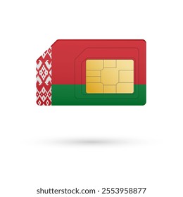 Flag of Belarus. Vector illustration of SIM Card with flag on white background