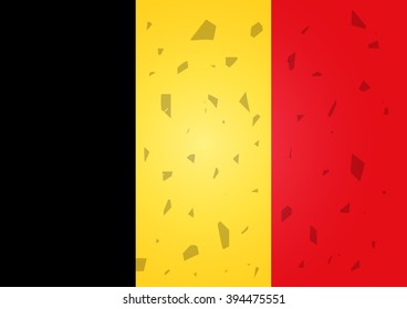 Flag of Belgium with bomb splinters on its background