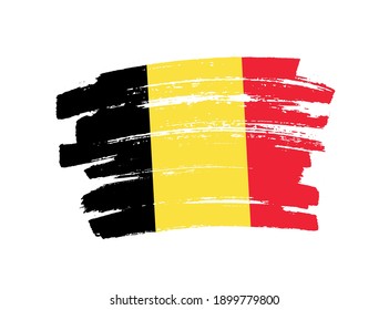 Flag of Belgium in brush stroke background.