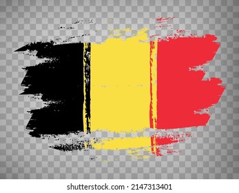 Flag of Belgium brush stroke background.  Flag Belgium on transparent backrgound for your web site design, app, UI.  Stock vector. EPS10.