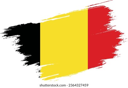 Flag of Belgium, brush stroke background Vector Illustration