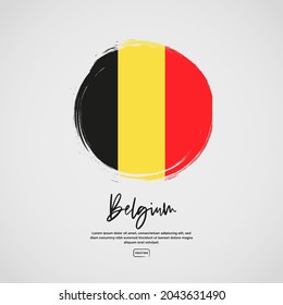 Flag of Belgium with brush stroke effect and text