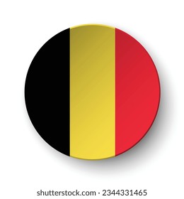 The flag of Belgium. Button flag icon. Standard color. Circle icon flag. 3d illustration. Computer illustration. Digital illustration. Vector illustration.