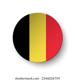 Bandera de Bélgica. Icono de indicador de botón. Color estándar. Indicador de icono de círculo. 3 quinquies ilustración. Ilustración del equipo. Ilustración digital. Ilustración vectorial.