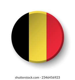 Bandera de Bélgica. Icono de indicador de botón. Color estándar. Indicador de icono de círculo. 3 quinquies ilustración. Ilustración del equipo. Ilustración digital. Ilustración vectorial.