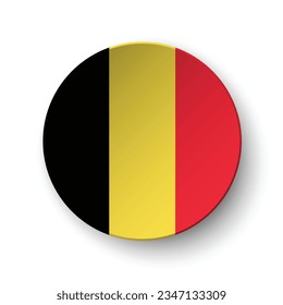 The flag of Belgium. Button flag icon. Standard color. Circle icon flag. 3d illustration. Computer illustration. Digital illustration. Vector illustration.