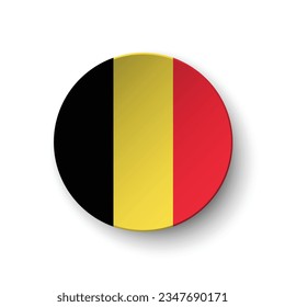 The flag of Belgium. Button flag icon. Standard color. Circle icon flag. 3d illustration. Computer illustration. Digital illustration. Vector illustration.