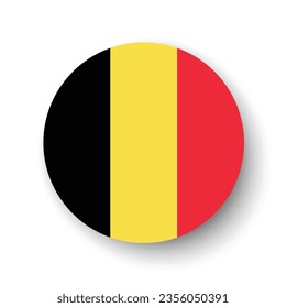 The flag of Belgium. Button flag icon. Standard color. Circle icon flag. 3d illustration. Computer illustration. Digital illustration. Vector illustration.