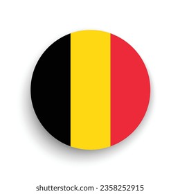 The flag of Belgium. Button flag icon. Standard color. Circle icon flag. 3d illustration. Computer illustration. Digital illustration. Vector illustration.
