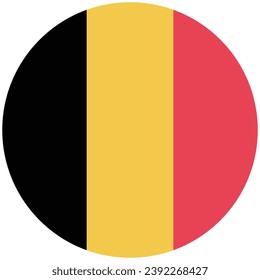 The flag of Belgium. Button flag icon. Standard color. Circle icon flag. Computer illustration. Digital illustration. Vector illustration.