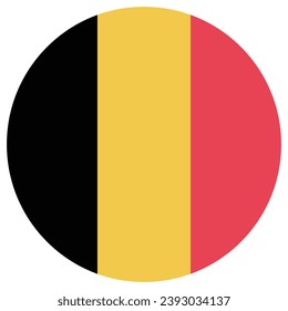 The flag of Belgium. Button flag icon. Standard color. Circle icon flag. Computer illustration. Digital illustration. Vector illustration.