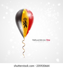 Flag of Belgium. Celebration and gifts. Ribbon in the colors are twisted under the balloon. Independence Day. Balloons on the feast of the national