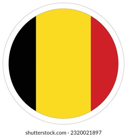 Flag of Belgium in circle. Belgium flag circle.