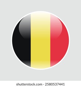 The flag of belgium. Circle icon flag. 3d illustration. glossy circle badge	