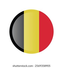 The flag of belgium. Circle icon flag. Button flag icon. Standard color. 3d illustration. glossy circle badge	