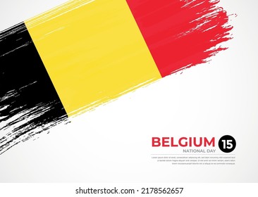 Flag of Belgium with creative painted brush stroke texture background