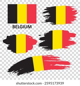 Flag of Belgium with creative painted brush stroke texture background Belgium flag with grunge texture