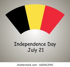 Flag of Belgium is curved, with text. Flag for public institutions, private institutions, patriotism, state symbols.