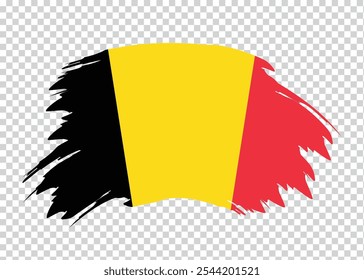 Bandera de Bélgica con efecto de pincel de trazo de pintura en fondo aislado