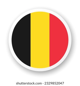Flag of Belgium flat icon. Round vector element with shadow underneath. Best for mobile apps, UI and web design.