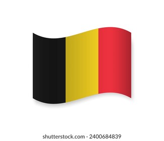 Flag of Belgium flat icon. Wavy vector element with shadow underneath. Best for mobile apps, UI and web design.