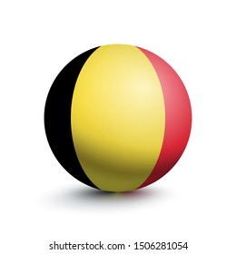 Flag of Belgium in the form of a ball isolated on a white background. Vector illustration