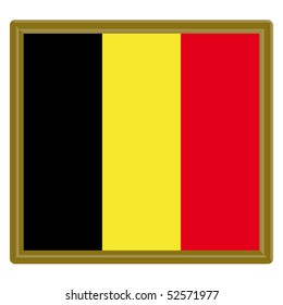 Flag of Belgium with a gold frame