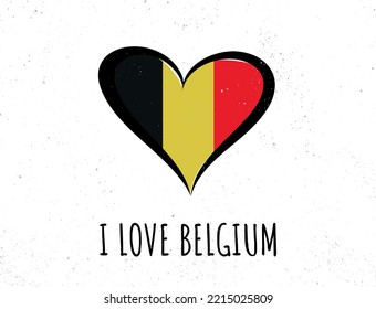 Flag of Belgium in a heart shape. Belgium flag vector icon.