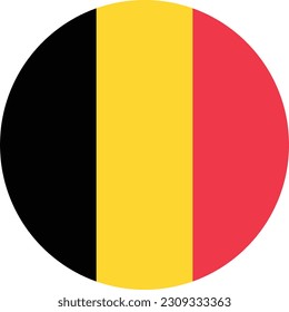 The flag of Belgium. Flag icon. Standard color. Round flag. Computer illustration. Digital illustration. Vector illustration.