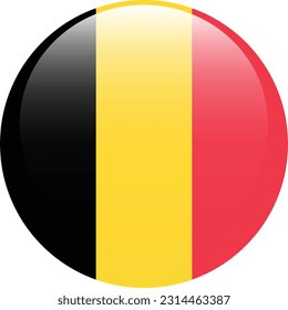 The flag of Belgium. Flag icon. Standard color. A round flag. 3d illustration. Computer illustration. Digital illustration. Vector illustration.