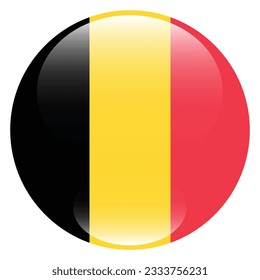 The flag of Belgium. Flag icon. Standard color. Circle icon flag. 3d illustration. Computer illustration. Digital illustration. Vector illustration.