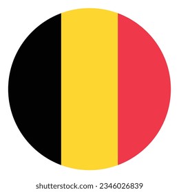 Die Flagge Belgiens. Flaggensymbol. Standardfarbe. Circle Icon Flag. Computergrafik. Digitale Illustration. Vektorgrafik.