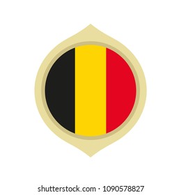 Flag of Belgium inside a golden circle ornament