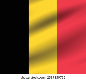 Flag of Belgium. Belgium flag official colors and proportion digital vector illustration. Wavy flag.