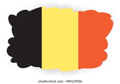 Flag of Belgium, officially the Kingdom of Belgium. Vector illustration of a stylized flag. Cloud with shadow. Element for infographics.