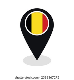 Flag of Belgium flag on map pinpoint icon isolated black color