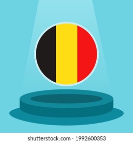 Flag of Belgium on the podium. Simple minimalist flat design style. Ready to use for the football event etc.
